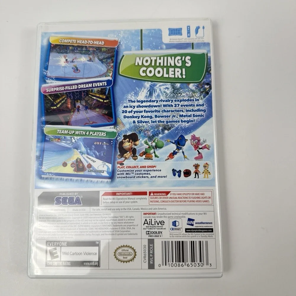 Mario & Sonic at the Olympic Winter Games Nintendo Wii Complete CIB Tested Works